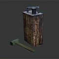 Vintage Rusty Metal Storage Container With Wooden Handle Hammer and Classic Design