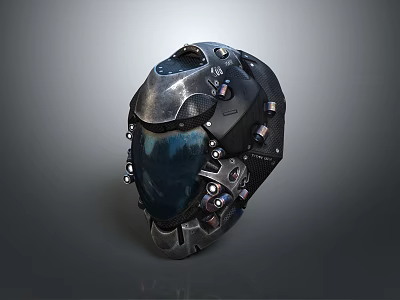 Futuristic Weapon Helmet With Tactical Metal Design And Advanced Mechanical Components 3d model