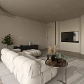 Minimalist Living And Dining Room With Dark Dining Table Rattan Chairs And Soft Natural Daylight