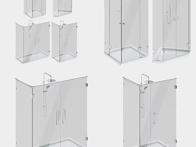 Shower Enclosure Glass Interior Design With Various Corner Styles Transparent Doors For Bathroom 3d model