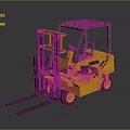 Yellow Industrial Forklift With Black Mast Cab And Wheels 3D Rendering 3d model