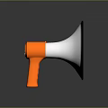 Portable Electronic Megaphone With Orange Handle White Speaker And Black Rim Design