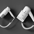 Modern White Wall Mounted Hairdryers Featuring Coiled Cords For Daily Use