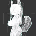 Animated Anthropomorphic Fox Character With Black Fur Yellow Ears And Blue Green Outfit