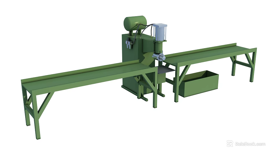 Green Industrial Equipment With Motorized Unit Long Workbench And Storage Compartment 3d model 