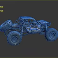 Blue Functional Off Road Vehicle With Large Tires And Exposed Frame 3d model