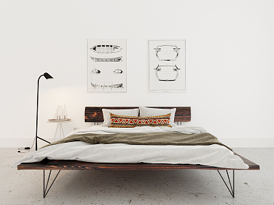 Nordic Double Bed 3d model