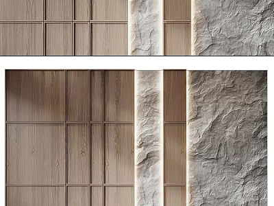 Wooden Panel And Textured Surface Background Wall Interior Design Ideas 3d model
