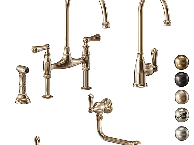 Elegant Brass Kitchen Faucets With Various Designs Handles And Finish Options 3d model