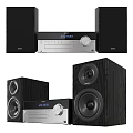 Sony Audio System With Wooden Speakers Silver Receiver Display And Control Knobs 3d model