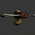 Medieval Style Axe With Metal Head Wooden Handle Red Wrapping And Pendant