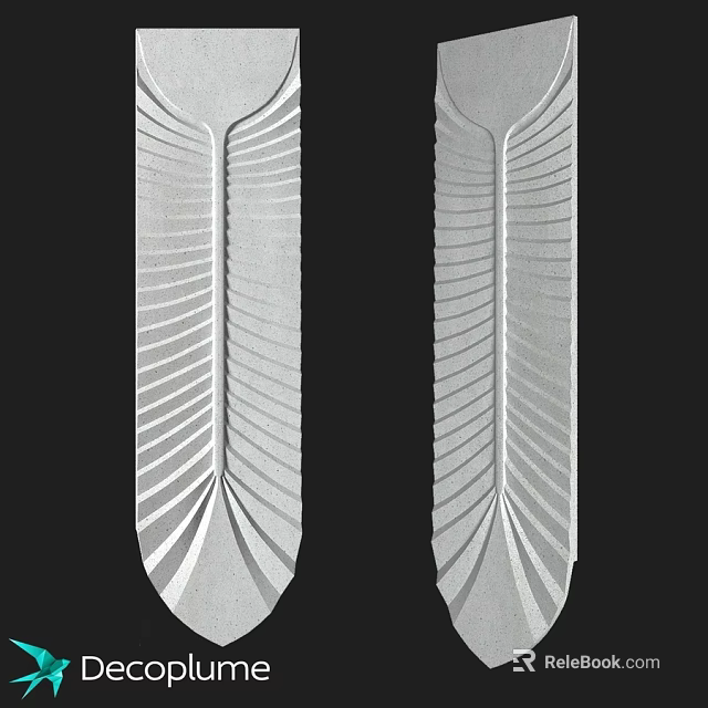 Symmetrical Feather Textured Metal Structural Components With Intricate Pattern And Modern Design 3d model 