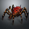 Fantasy Game Character And Red Black Spiked Spider Creature With Sharp Legs Design