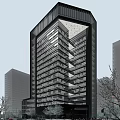 Modern High Rise Office Building With Glass Curtain Walls Sleek Lines And Urban Skyline