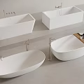 White Modern Bathtubs In Different Shapes With Chrome Faucets For Bathroom