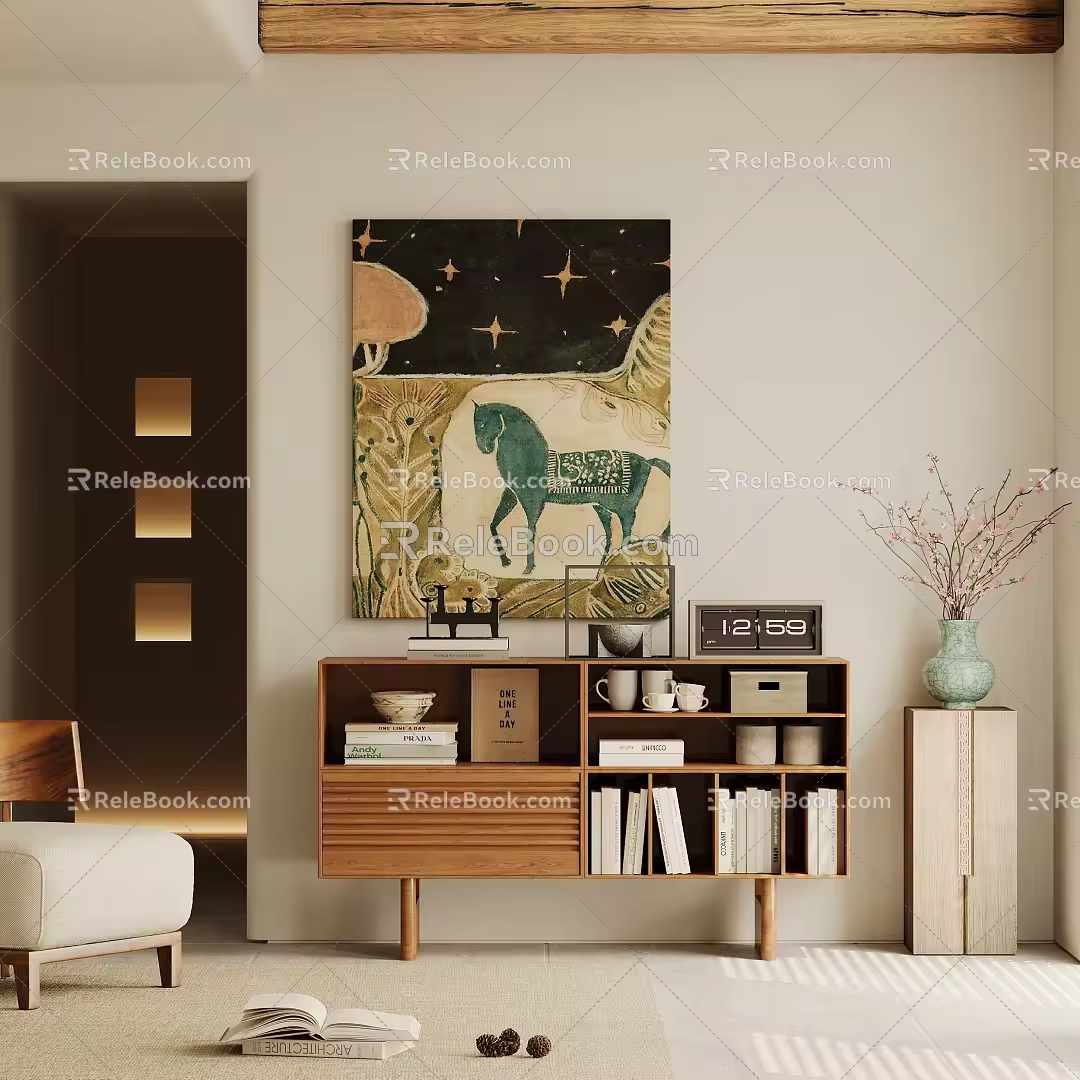 Quiet bookcase in ancient bookcase 3d model