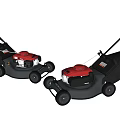 Two Gas Powered Lawn Mowers As Agricultural Equipment For Garden Maintenance
