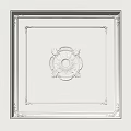 Elegant White Ceiling Design With Intricate Carved Borders And Central Ornamental Medallion