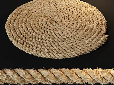 Beige Square Jute Rope Carpet With Handwoven Spiral Pattern And Natural Texture 3d model
