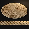 Beige Square Jute Rope Carpet With Handwoven Spiral Pattern And Natural Texture