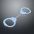 Shiny Silver Handcuffs With Chain Link On Dark Reflective Background 3d model