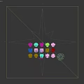 Multiple Colorful 2D Character Models With Traditional Folk Decorative Features