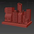 Architectural Model of Modern Buildings With Various Designs Windows And Billboards