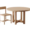 Round Wooden Outdoor Table With Simple Design And Matching Wooden Chair