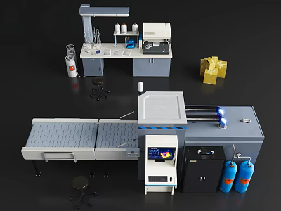 Advanced Medical Laboratory Equipment With Lab Bench Testing Devices And Gas Cylinders 3d model