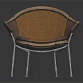 Modern Leather Accent Chair with Brown and Dark Brown Upholstery and Metal Legs