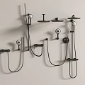 Modern Black Wall Mounted Shower System With Handheld And Overhead Fixtures