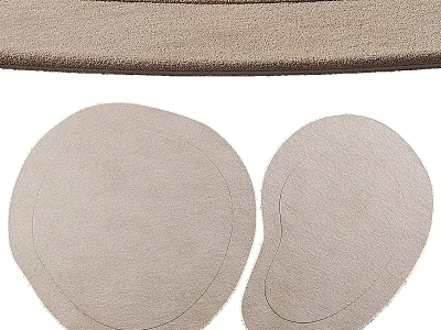 Two Soft Light Beige Round Plush Carpets With Stitched Edges And Smooth Texture 3d model