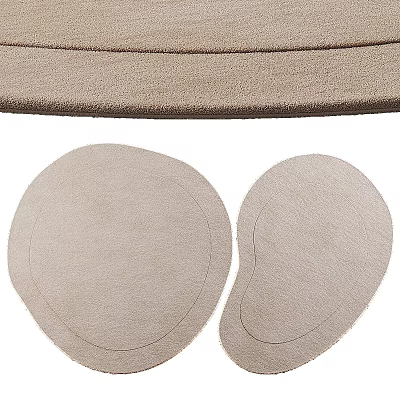 Two Soft Light Beige Round Plush Carpets With Stitched Edges And Smooth Texture 3d model