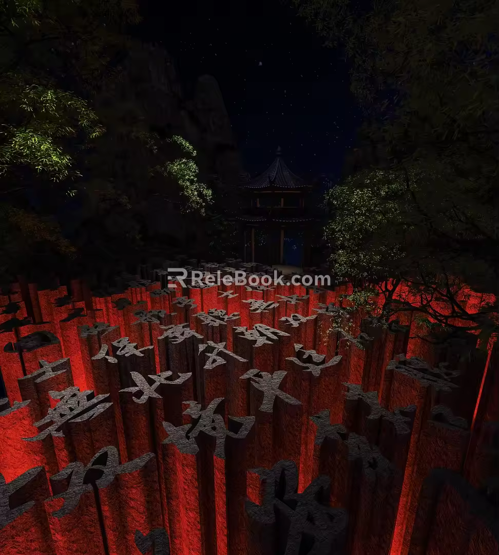 Ancient Architecture Poster Forest Mangosteen Forest 3d model