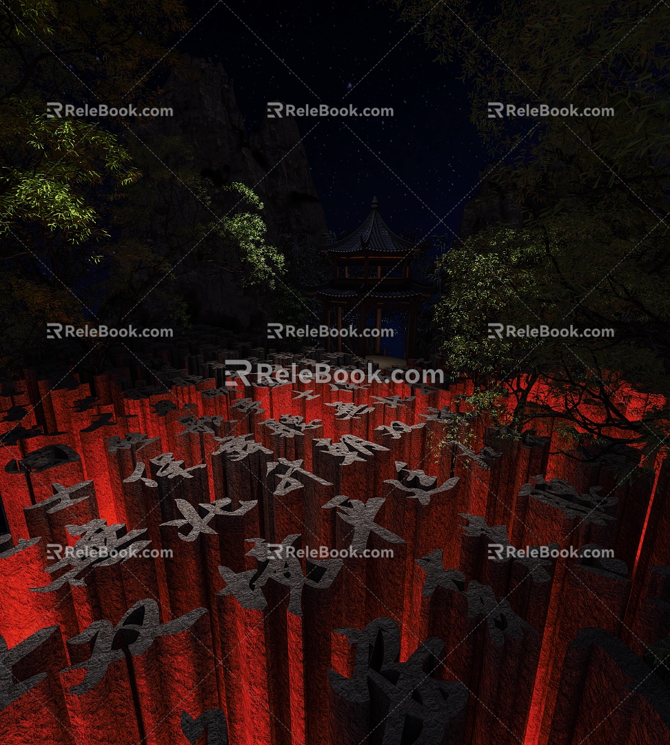 Ancient Architecture Poster Forest Mangosteen Forest 3d model