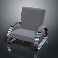 Modern Gray Upholstered Chair With Curved Silver Metal Frame And Legs