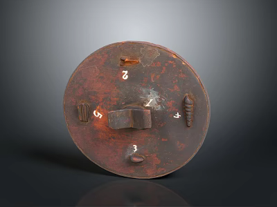 Vintage Circular Metal Equipment Rusted Surface With Functional Components And Markings 3d model