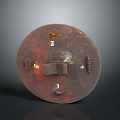 Vintage Circular Metal Equipment Rusted Surface With Functional Components And Markings
