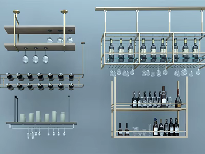 Modern Wine Rack Metal Wine Rack Combination 3d model Modern Wine Rack Metal Wine Rack Combination 3d model
