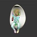 Cartoon Astronaut Character In White Egg Shaped Capsule With Gray Background