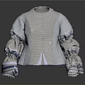 Light Gray Jacket With Lace Collar Puffed Sleeves And Striped Trim Design