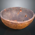 Sculpture Carving Of Ancient Cracked Ceramic Bowl With Detailed Handcrafted Design
