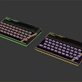 Two Retro Sinclair Electronic Keyboards With Colorful Stripes And Vintage Design