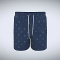 Dark Blue Shorts With White Drawstring And Circle Dot Patterns Design 3d model