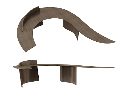 Modern Home Office Wooden Desk With Curved Design And Smooth Surface 3d model