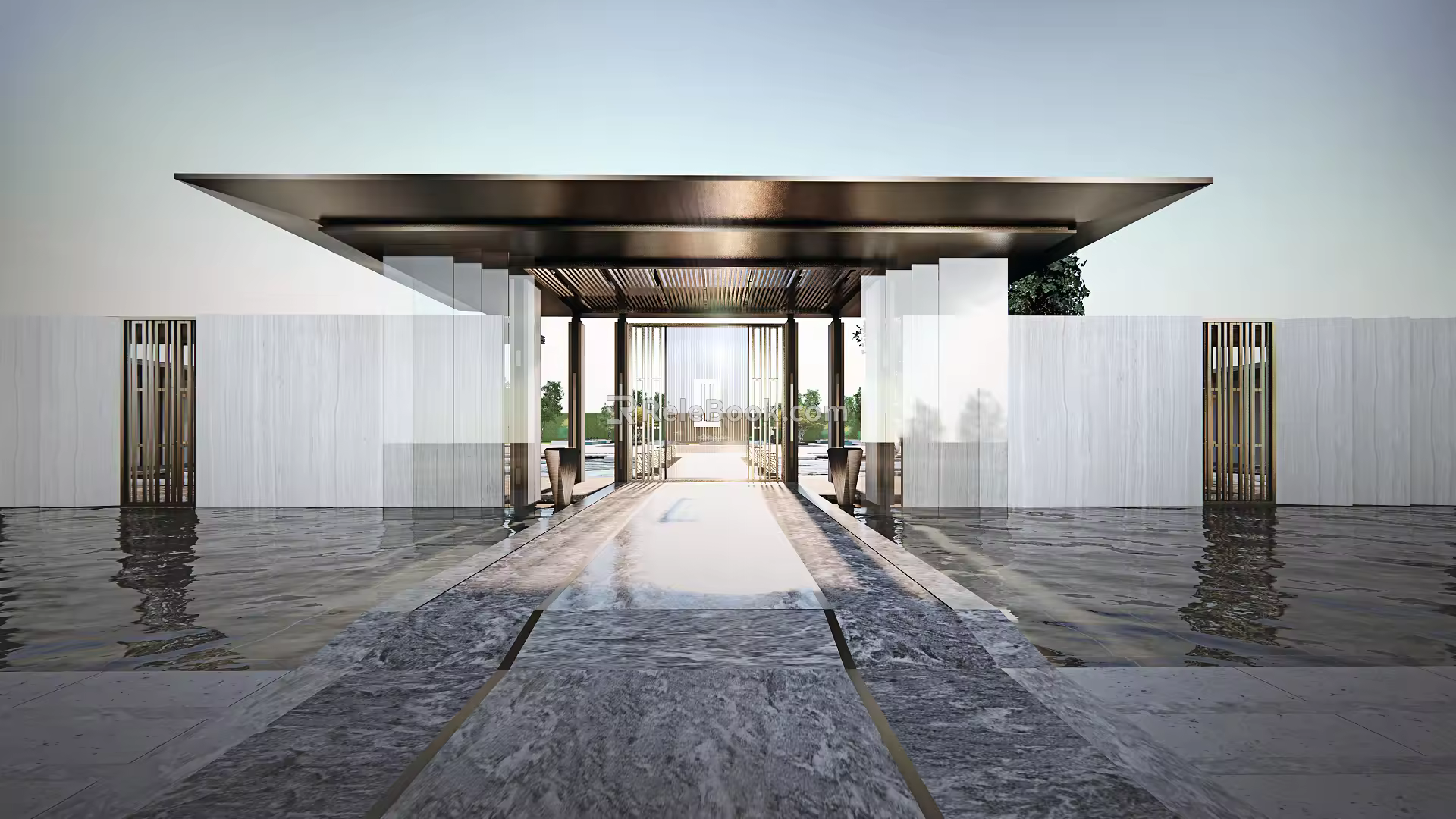 Modern Gate Community Entrance Gate 3d model