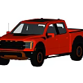 Orange Off Road Pickup Truck With Bold Front Grille And Large Tires