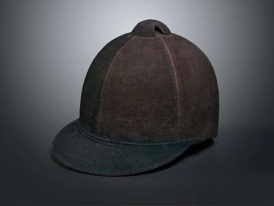 Dark Brown Deep Gray Two Tone Fabric Hat With Stitched Design Top Button And Brim 3d model
