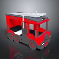 Red Gray Fire Truck Model With Cab Seats White Roof And Reflective Dark Background
