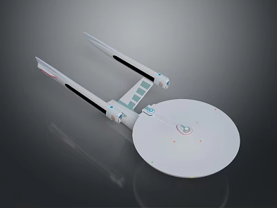 Futuristic Cosmic Starship Design With Disc Shaped Hull And Twin Engines For Space Exploration 3d model